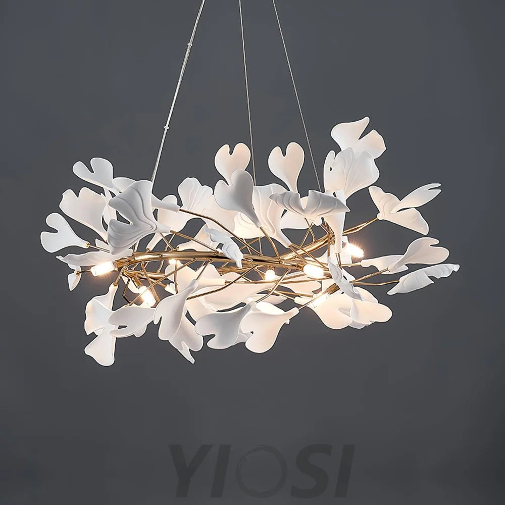 Porcelain Gingko Leaf Ring Chandelier Branch