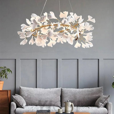 Porcelain Gingko Leaf Ring Chandelier Branch