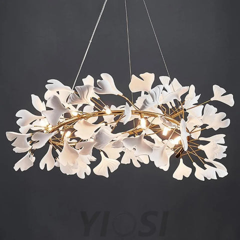 Porcelain Gingko Leaf Ring Chandelier Branch