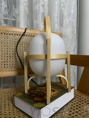 Portable Wood Lantern Glass Table Lamp Lamp