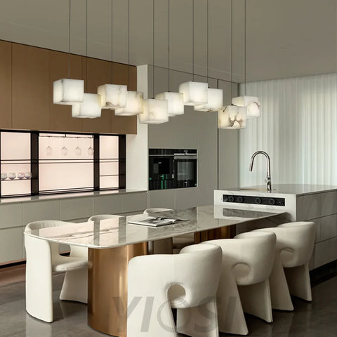 Prisca Alabaster Cubic Pendant Light Chandeliers