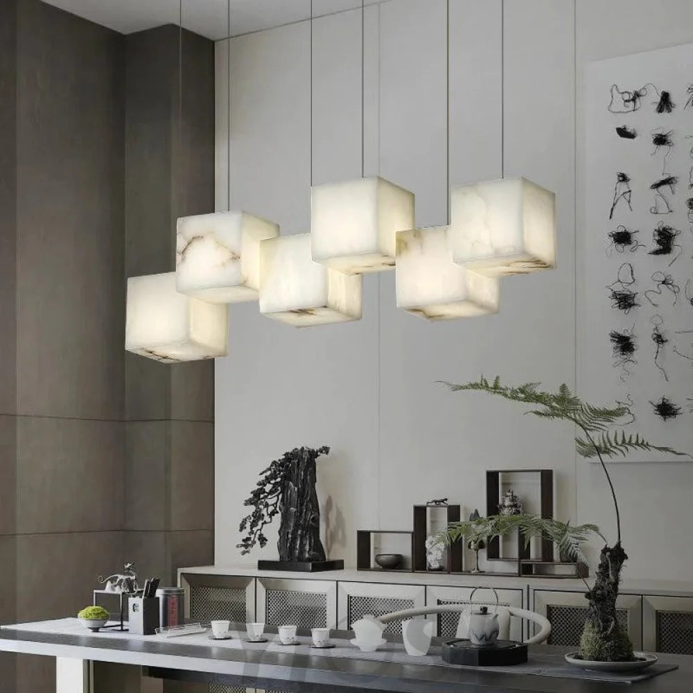 Prisca Alabaster Cubic Pendant Light Chandeliers