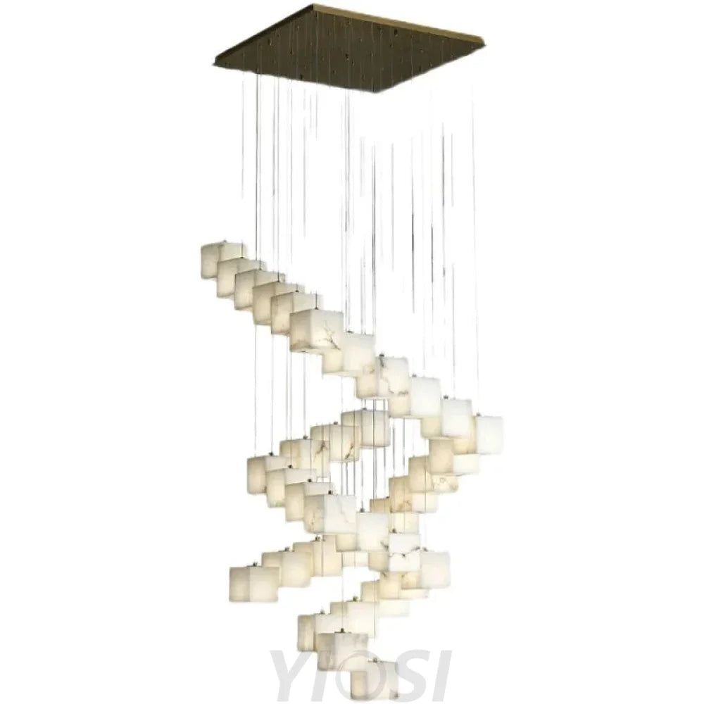 Prisca Alabaster Cubic Round Pendant For Dining Table Staircase Chandeliers