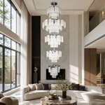 Prismata Crystal Modern Sculptural Ring Chandelier - scene