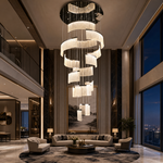 Prismata Crystal Modern Sculptural Ring Chandelier - scene