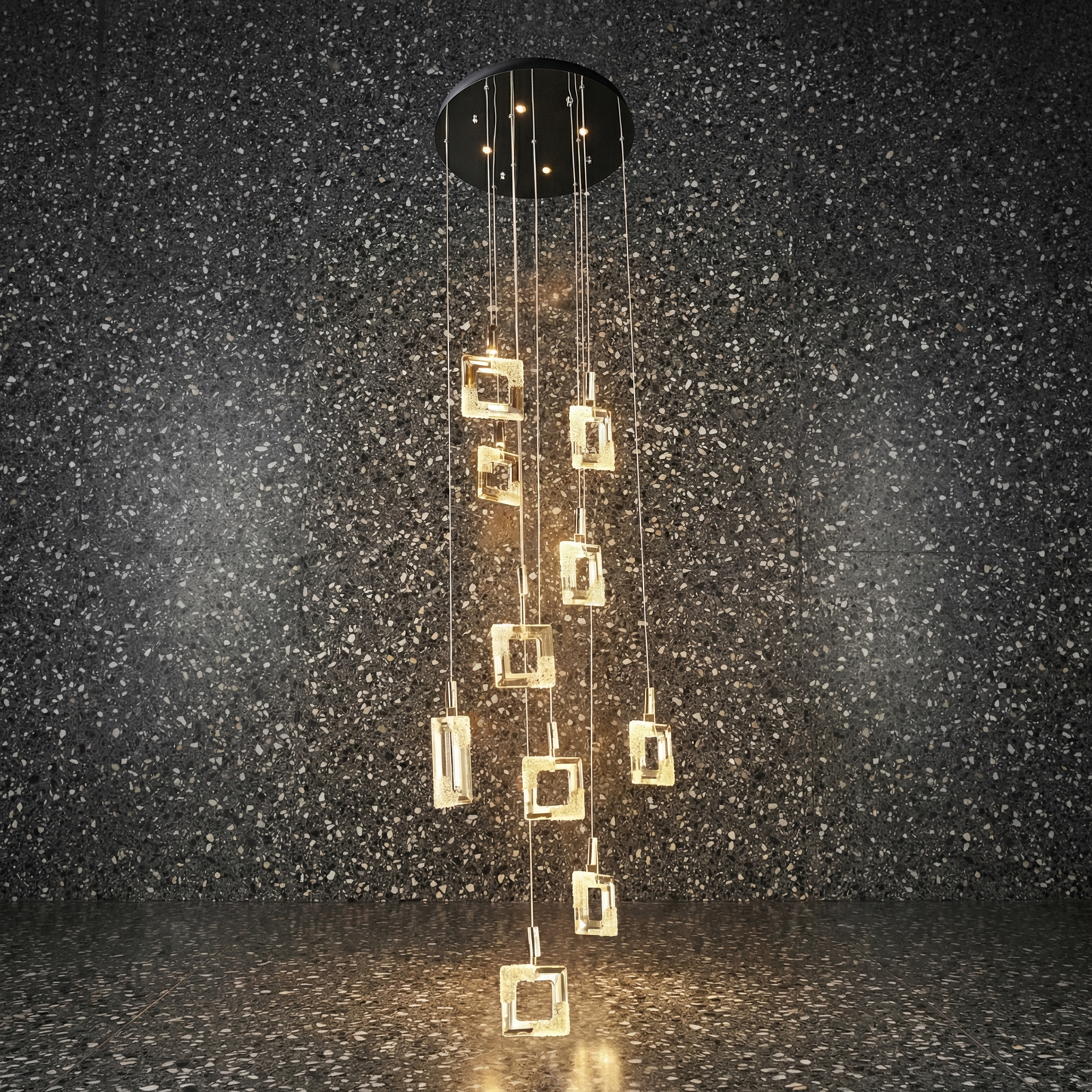 Yiosi Geometric Weave Crystal Staircase Chandelier - Image 1