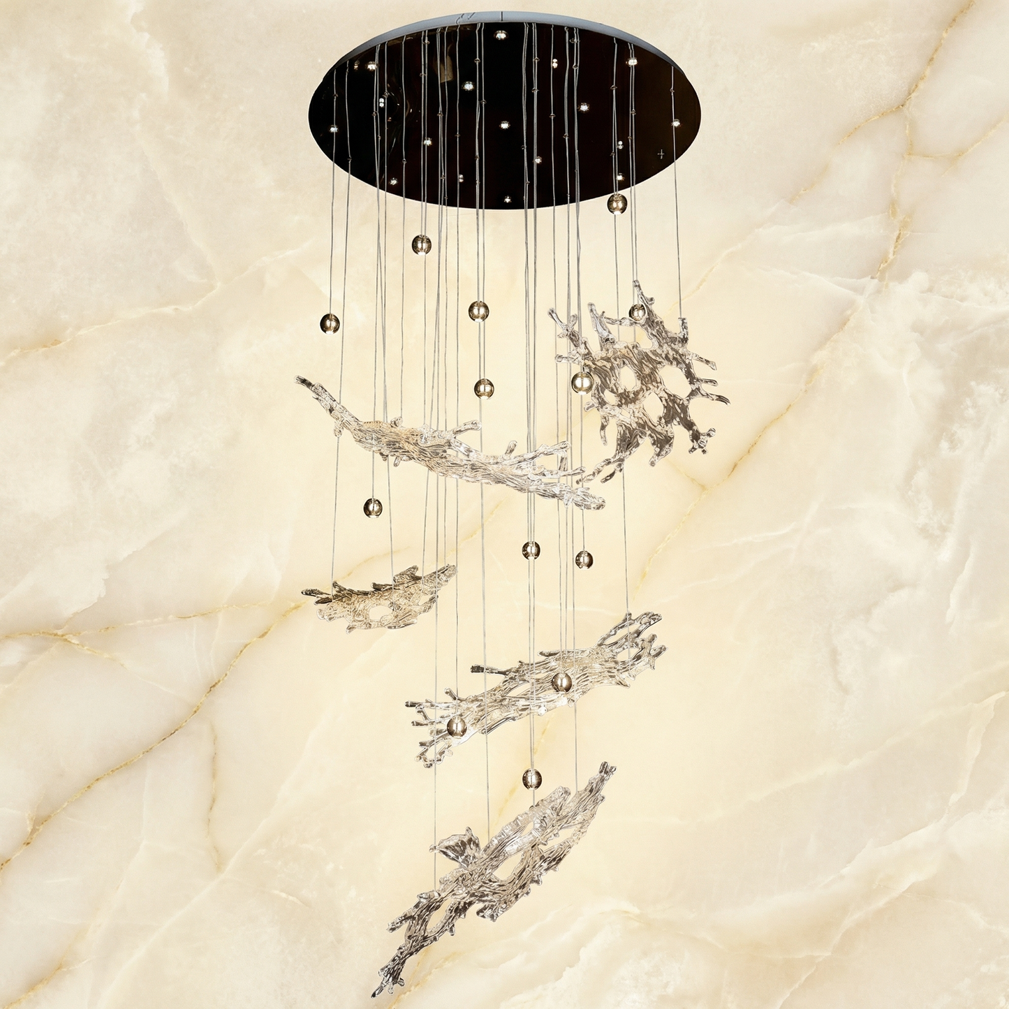 Yiosi Dragon Snowflake Crystal Staircase Chandelier - Image 1