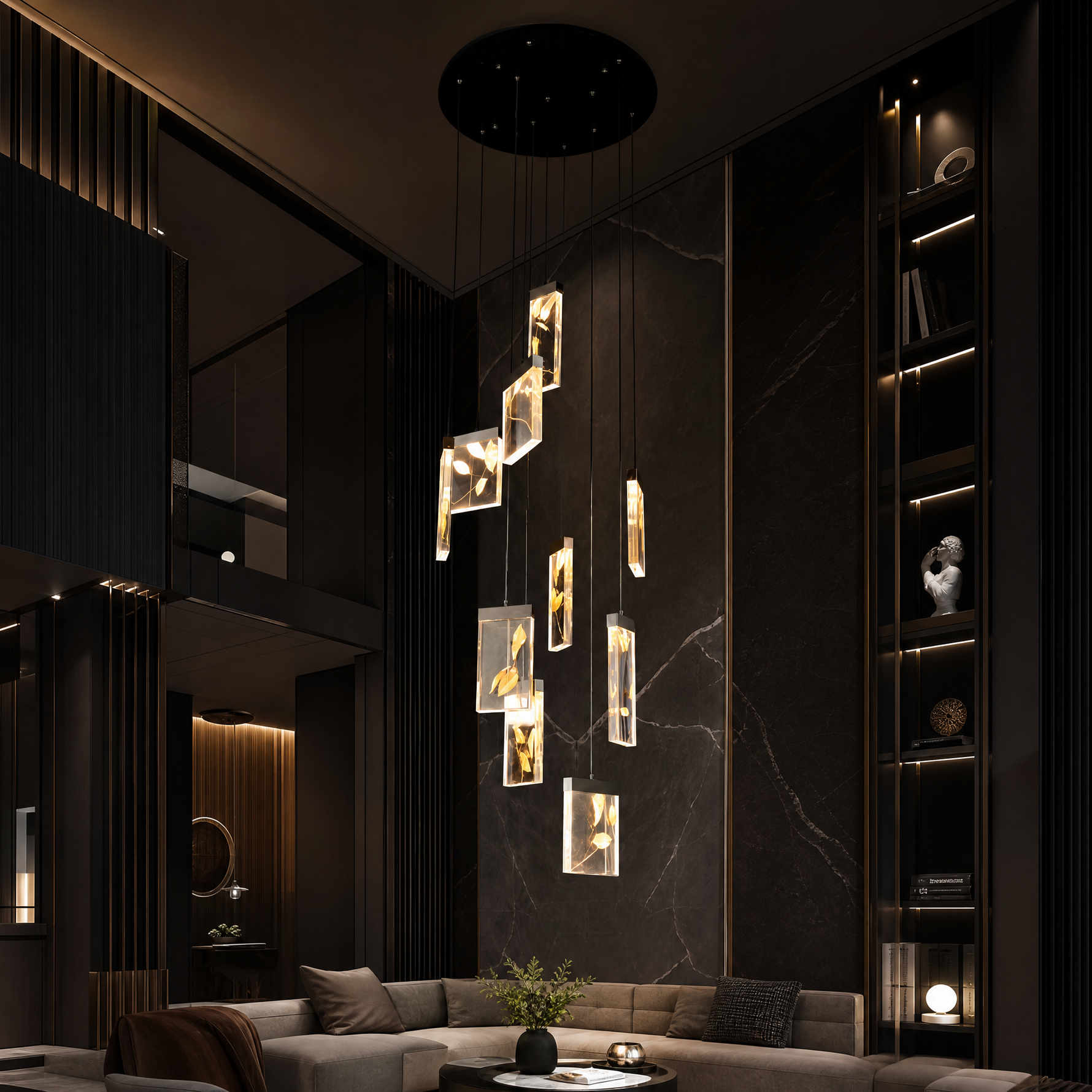 Purple Mountain Modern Multi-Tier Cluster Chandelier - scene