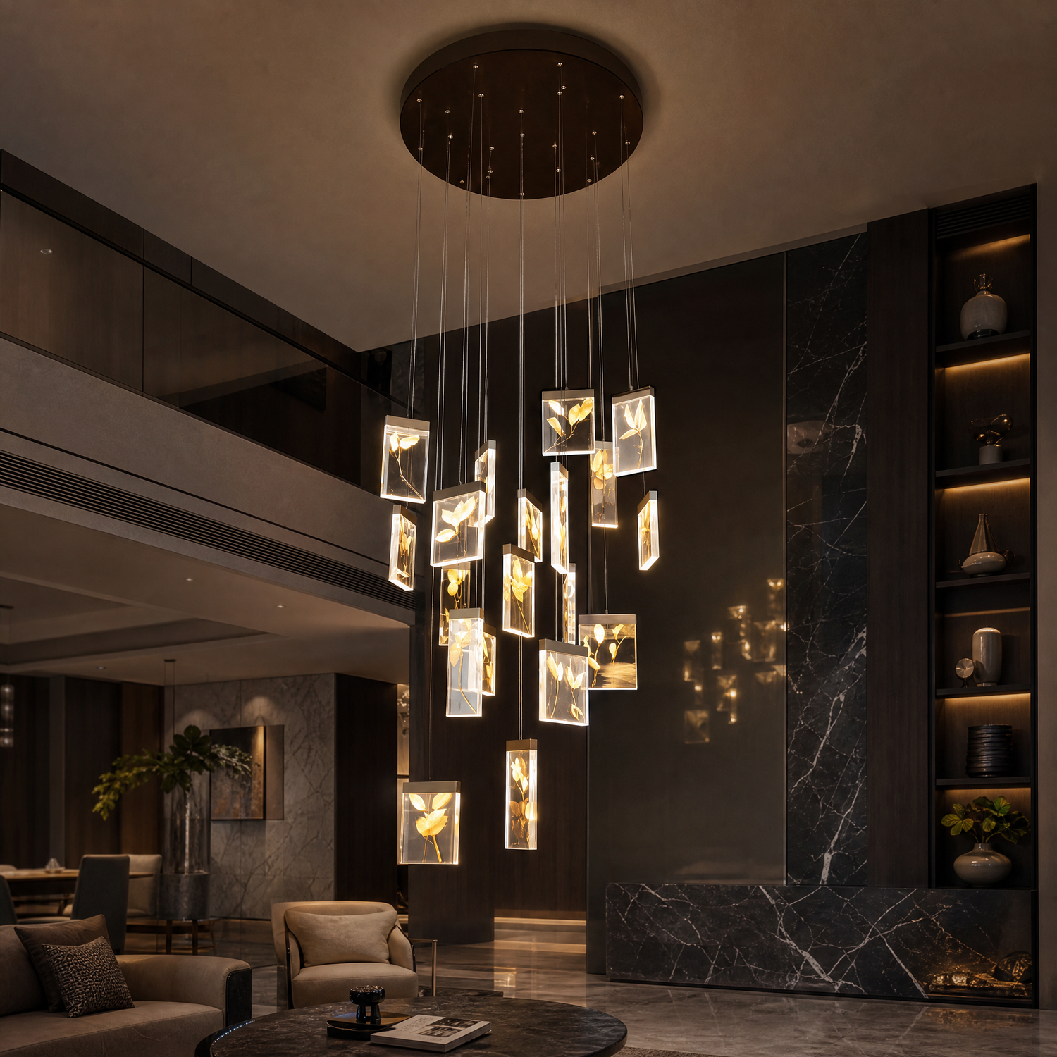 Purple Mountain Modern Sculptural Pendant Light - scene