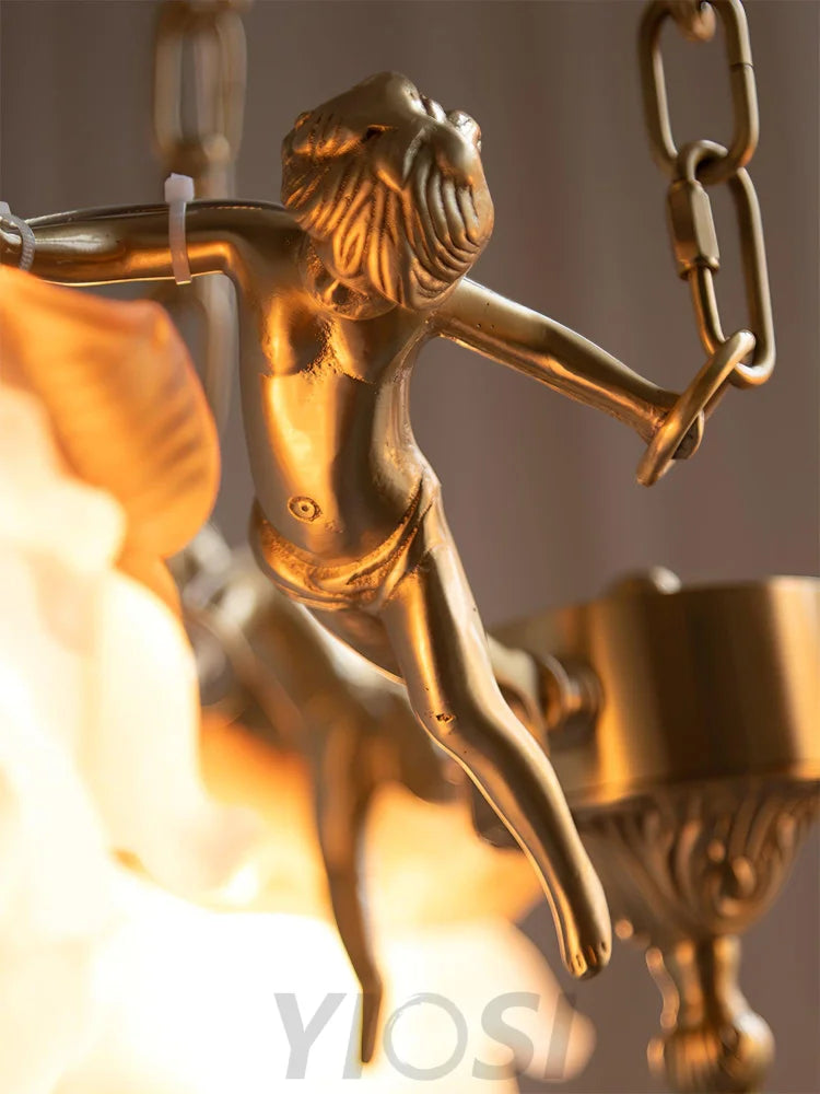 Putti Statuettes Brass Chandelier - Yiosilamp