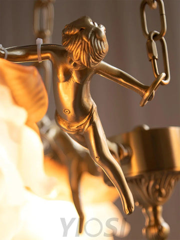 Putti Statuettes Brass Chandelier - Yiosilamp
