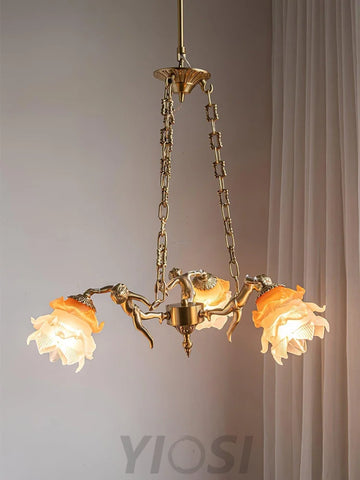 Putti Statuettes Brass Chandelier - Yiosilamp