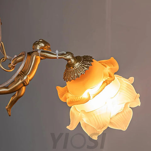 Putti Statuettes Brass Chandelier - Yiosilamp