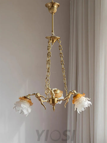 Putti Statuettes Brass Chandelier - Yiosilamp