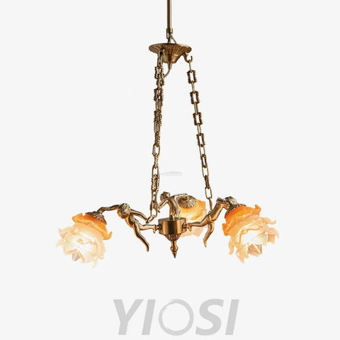 Putti Statuettes Brass Chandelier - Yiosilamp