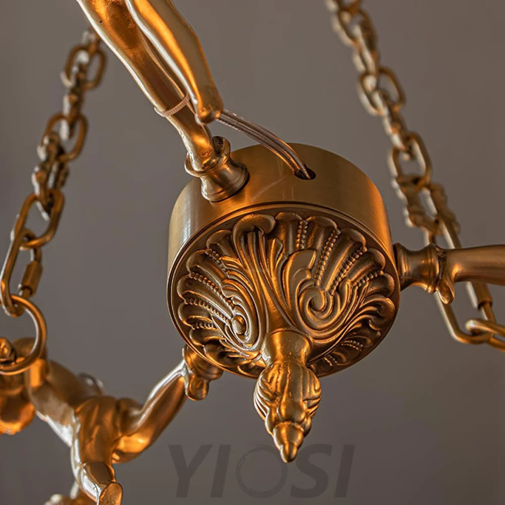 Putti Statuettes Brass Chandelier - Yiosilamp