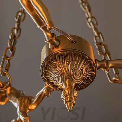 Putti Statuettes Brass Chandelier - Yiosilamp