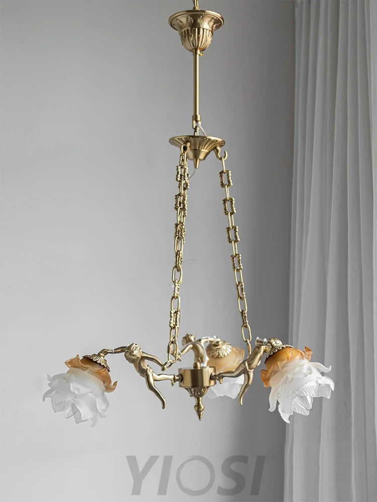 Putti Statuettes Brass Chandelier - Yiosilamp
