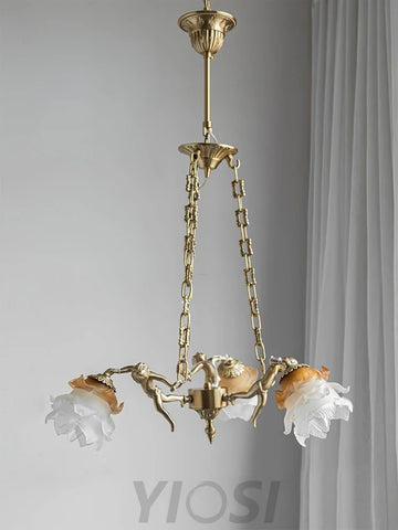 Putti Statuettes Brass Chandelier - Yiosilamp