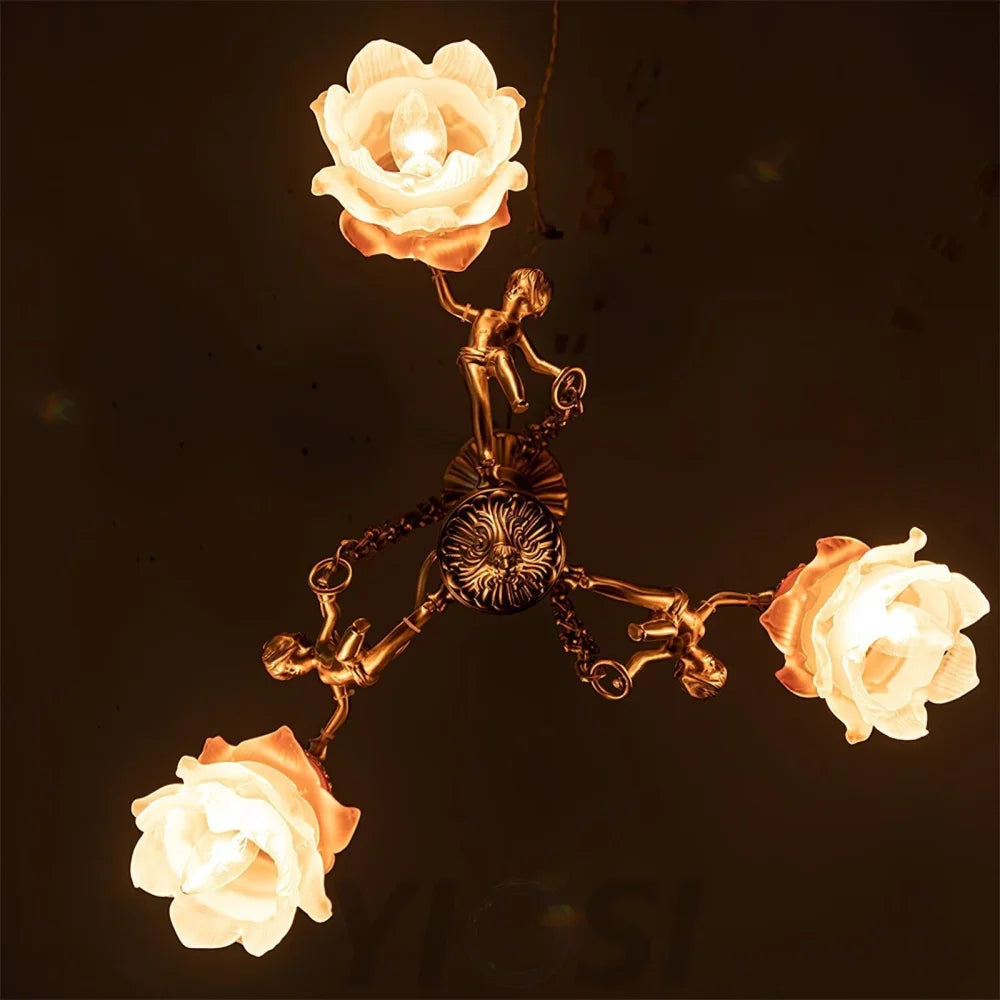 Putti Statuettes Brass Chandelier - Yiosilamp