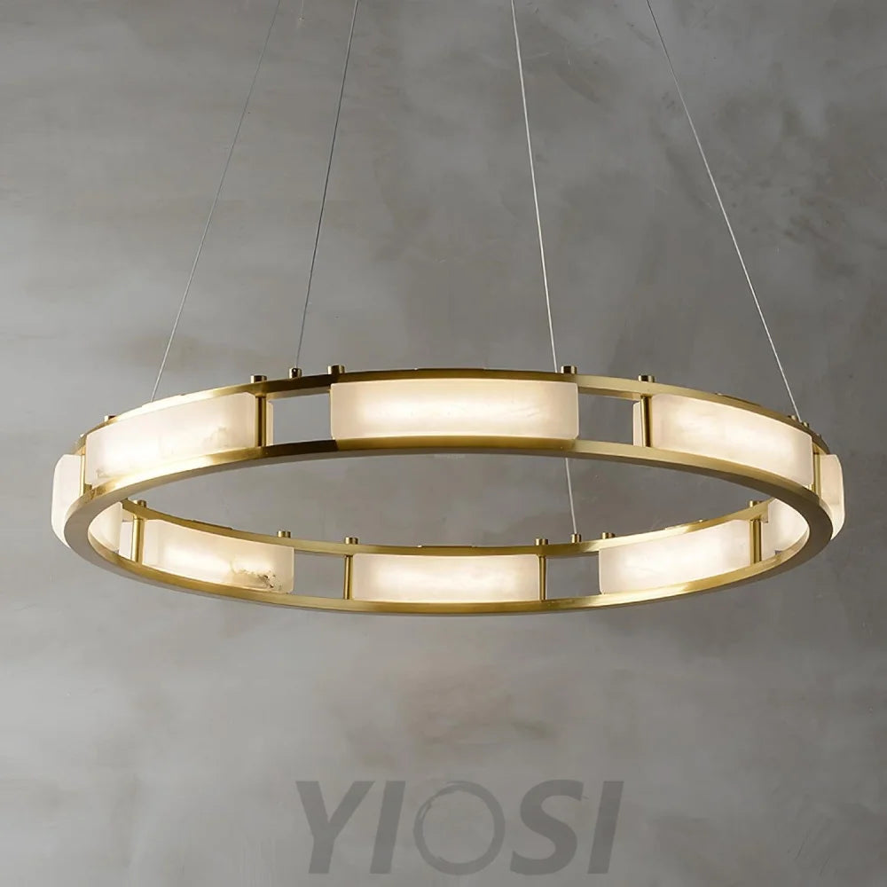 Qatar Alabaster Round Chandelier - Alabaster, Alabaster Chandelier-1-Yiosilamp