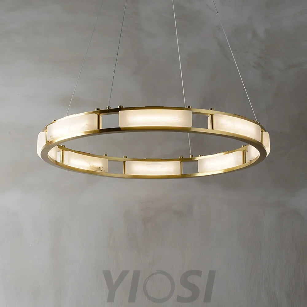 Qatar Alabaster Round Chandelier - Alabaster, Alabaster Chandelier-1-Yiosilamp