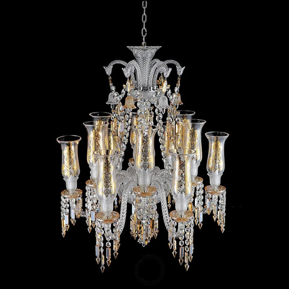 Qearl 12 Lights Classic Chandelier(Glass Shade)