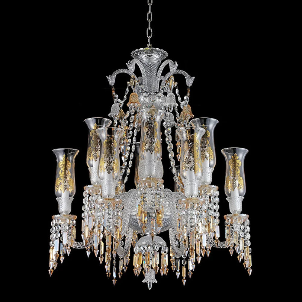 Qearl 12 Lights Classic Chandelier(Glass Shade)