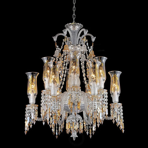 Qearl 12 Lights Classic Chandelier(Glass Shade)