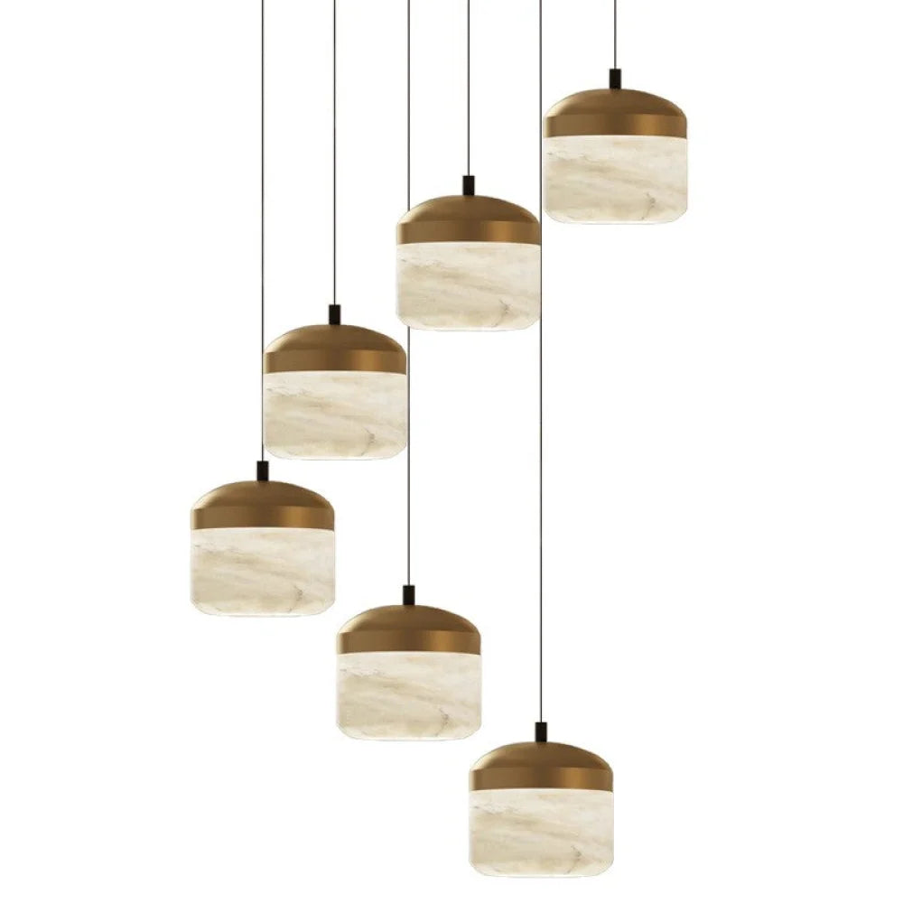 Radiance United Alabaster Pendant Chandelier For Staircase Living Room 6 Lights For Living Room