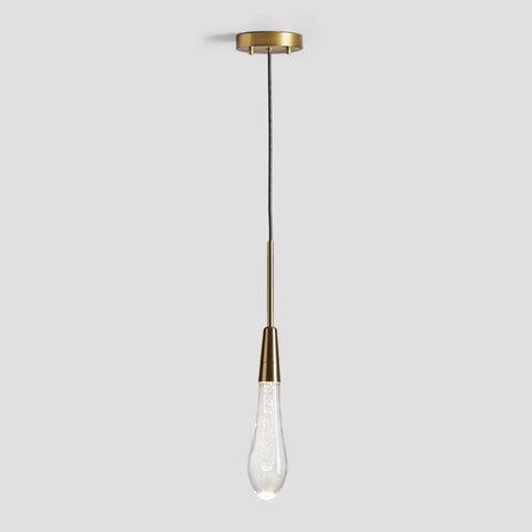 Raindrop Linear Soltaire Pendant 2’’ Brass Light