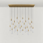 50" 25-Light Glass Raindrop Linear Chandelier - Gold – lights off