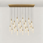50" 25-Light Glass Raindrop Linear Chandelier - Gold – lights on