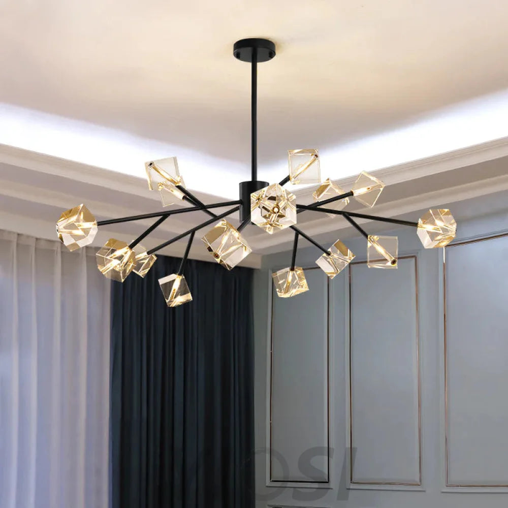 Rameau Faceted Crystal Prisms Chandelier Black Chandeliers