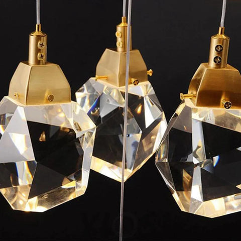 Rameau Modern Faceted Crystal Staircase Chandelier Custom