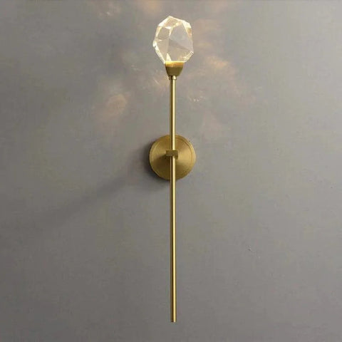 Rameau Modern Faceted Crystal Wall Sconce Using Long Rod