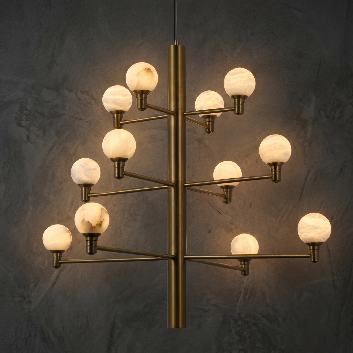 Yiosi Ramo Globe Alabaster Chandelier — Brass - Image 1