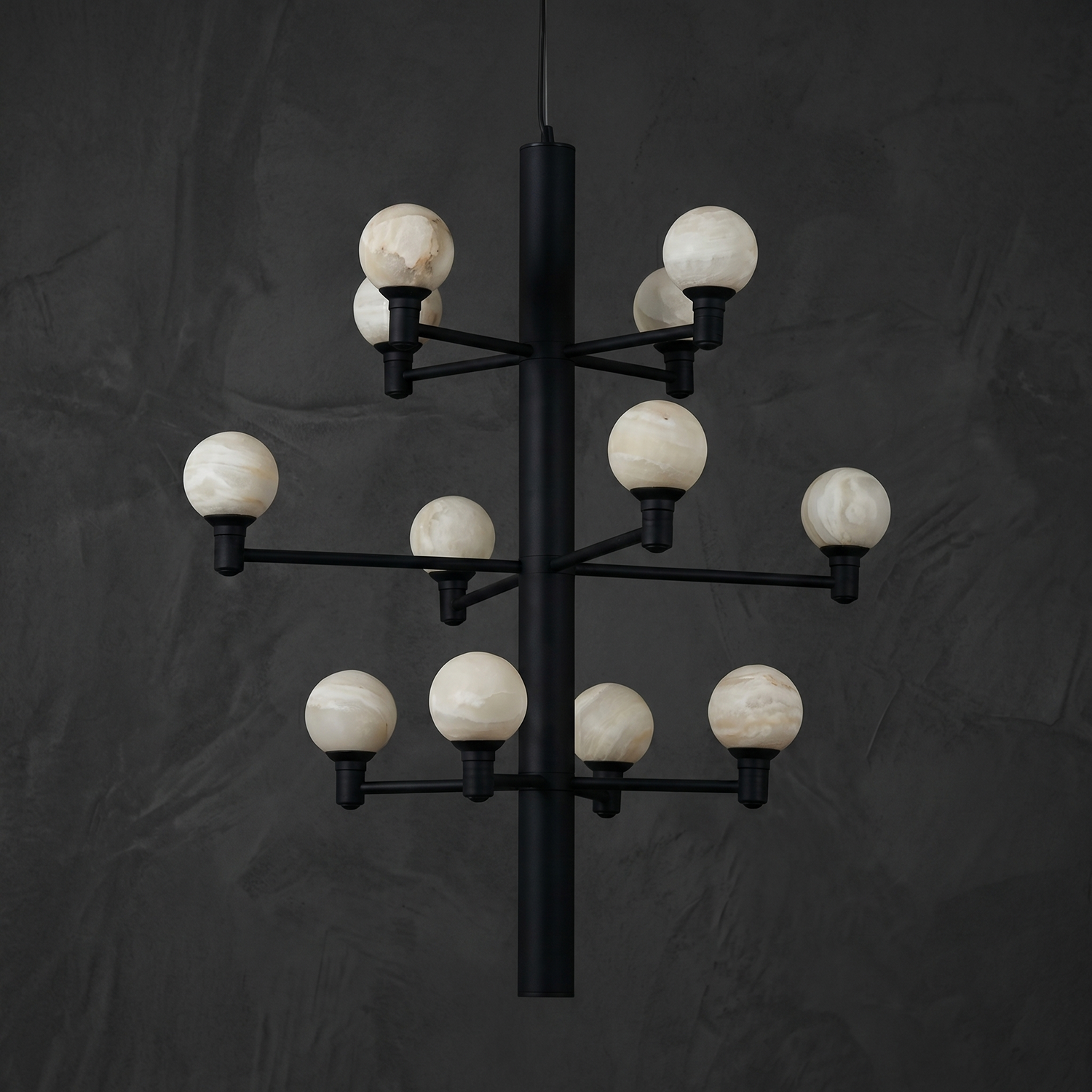 Yiosi Ramo Globe Alabaster Chandelier — Black - Image 2