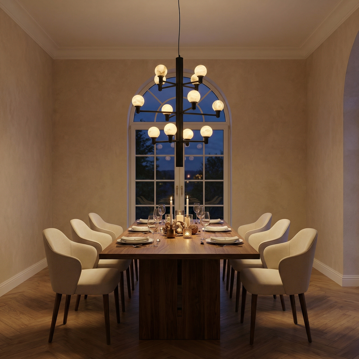 Yiosi Ramo Globe Alabaster Chandelier — Black - Image 4