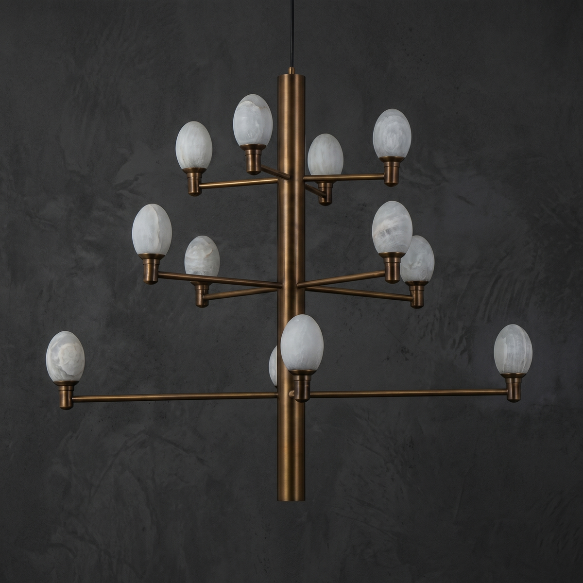Yiosi Ramo Egg Alabaster Chandelier — Brass - Image 2