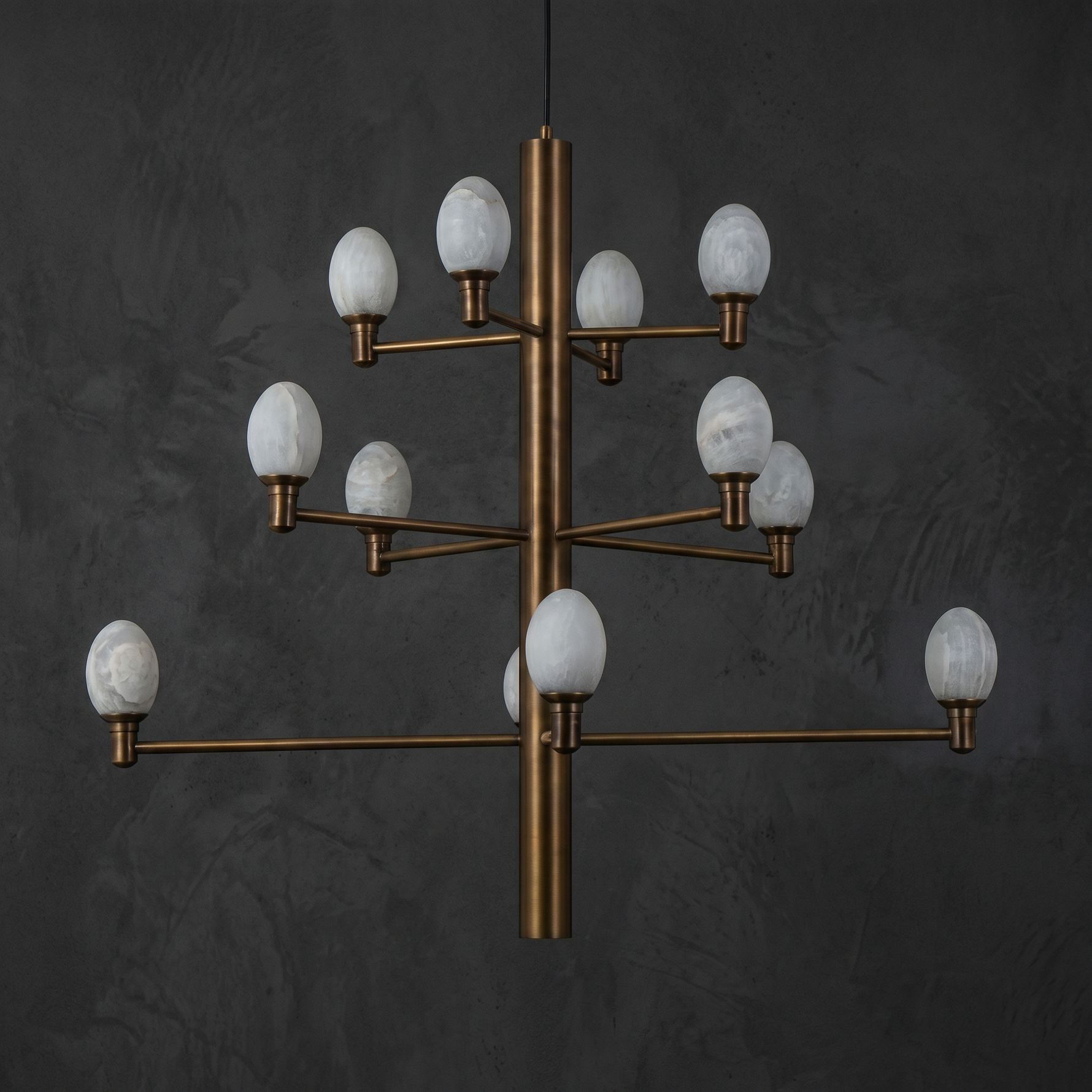 Yiosi Ramo Egg Alabaster Chandelier — Brass - Image 2
