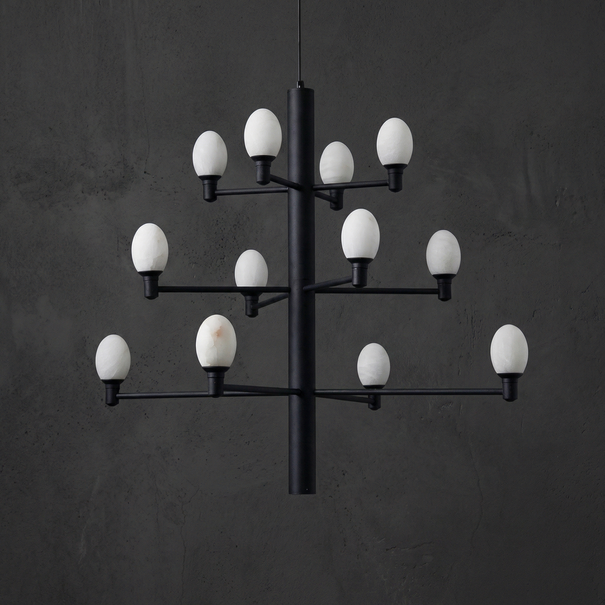 Yiosi Ramo Egg Alabaster Chandelier — Black - Image 2
