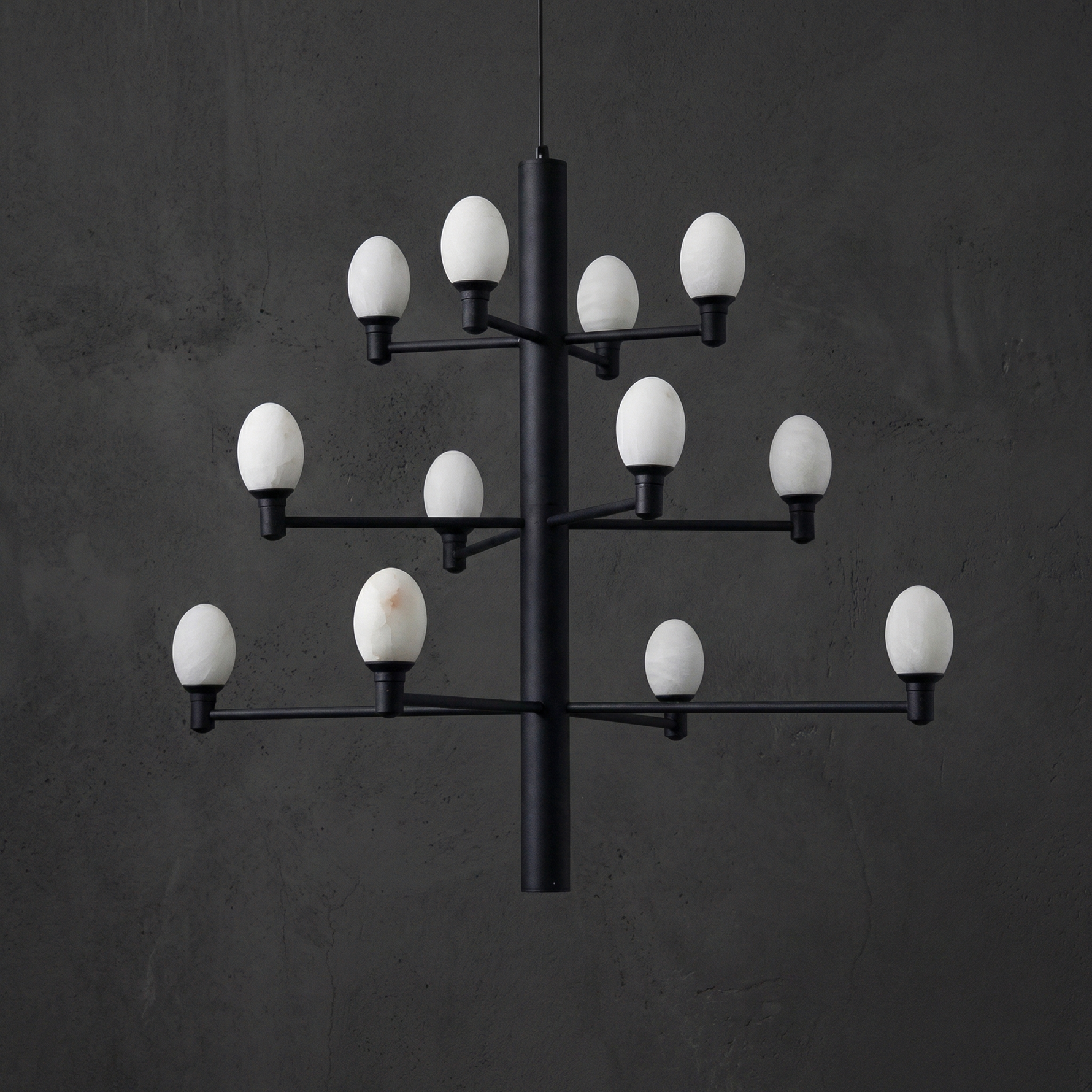 Yiosi Ramo Egg Alabaster Chandelier — Black - Image 2