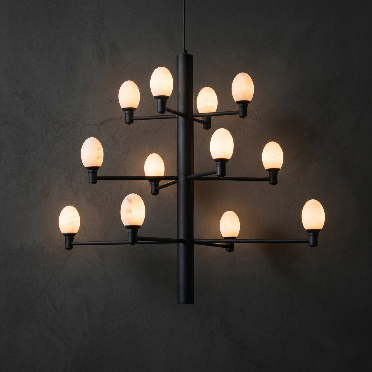 Yiosi Ramo Egg Alabaster Chandelier — Black - Image 1