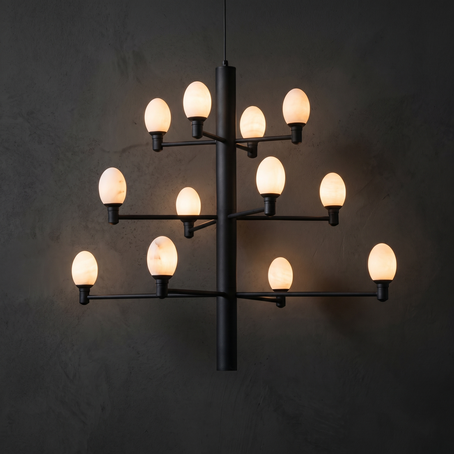 Yiosi Ramo Egg Alabaster Chandelier — Black - Image 1