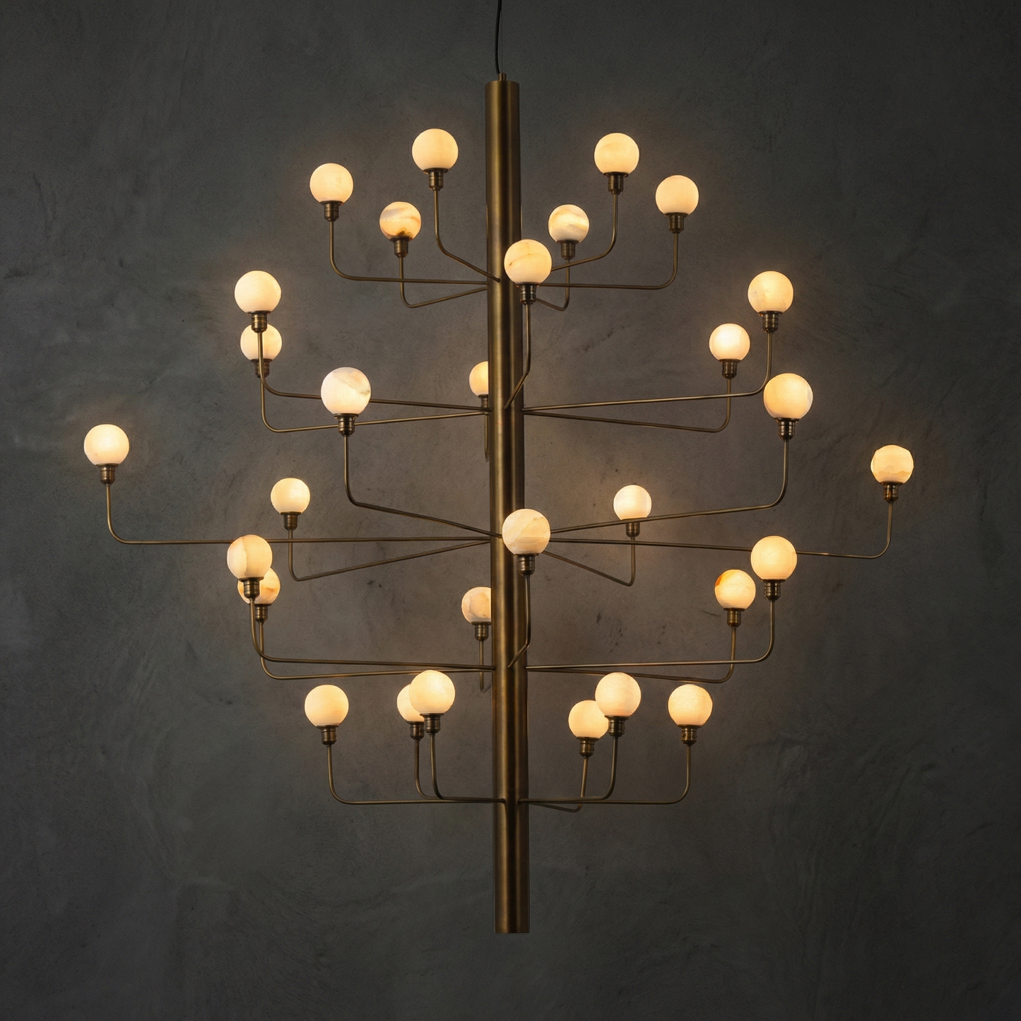 Yiosi Ramo Cluster Alabaster Chandelier — Brass - Image 1
