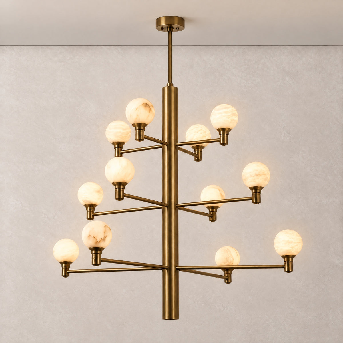 Ramo Modern Large Alabaster Globe Chandelier