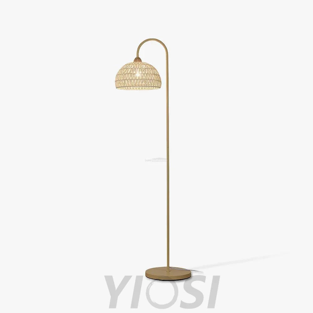 Rattan Arch Floor Lamp ∅ 11.8″ - Beige, Rattan-1-Yiosilamp