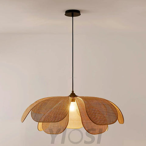 Rattan Petal Pendant - Nature rattan color & Black, Rattan-1-Yiosilamp
