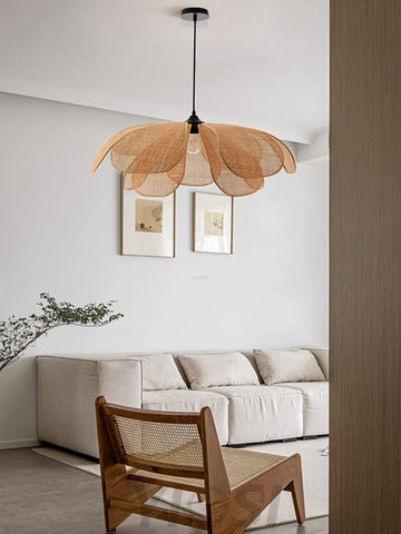 Rattan Petal Pendant - Nature rattan color & Black, Rattan-1-Yiosilamp